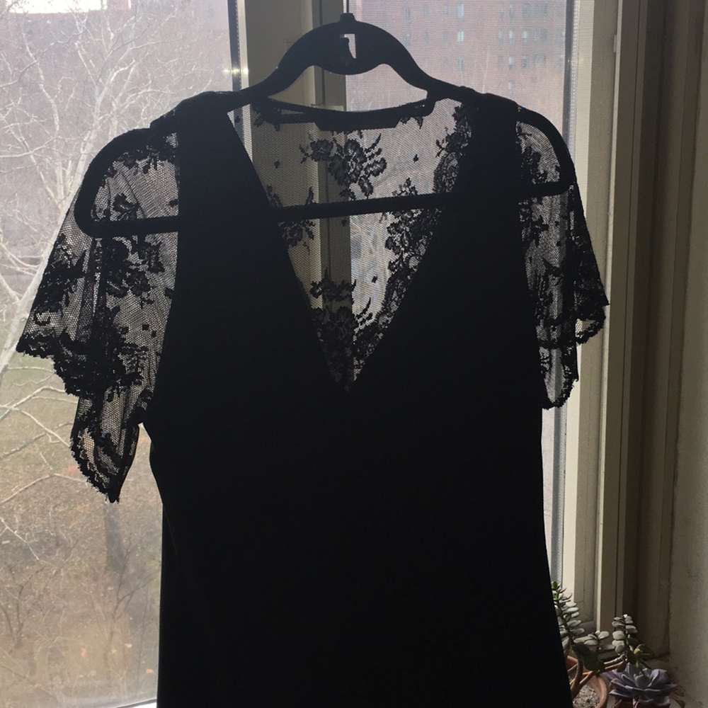 Lace and velour holiday dress
